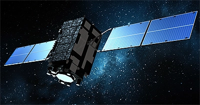 Vue d'artiste du satellite Michibiki en orbite